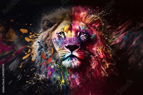 colorful lion art