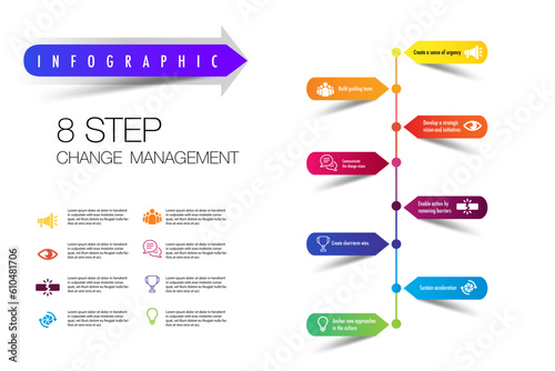 Infographic 8 step road map business chart data, progress, direction, clean design