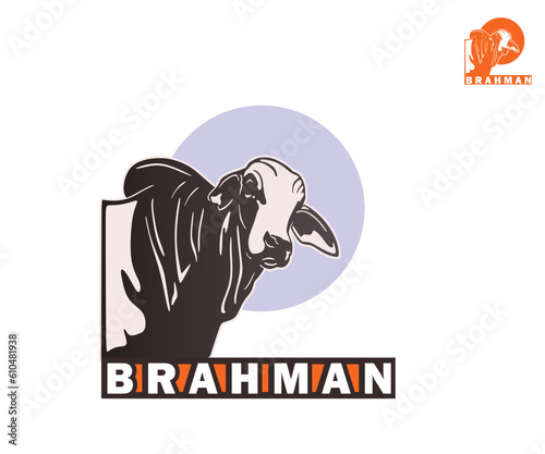 GREAT BRAHMAN BULL HEAD LOGO, silhouette of big cattle face vector illustrations