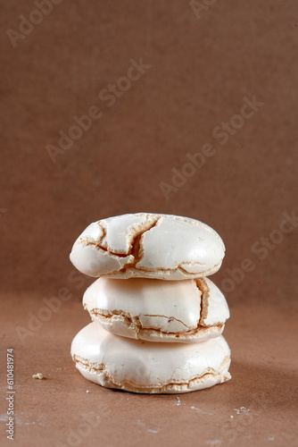 homemade cookies, sighs, also called merengue, brazilian and french cuisine, sigh candy photo