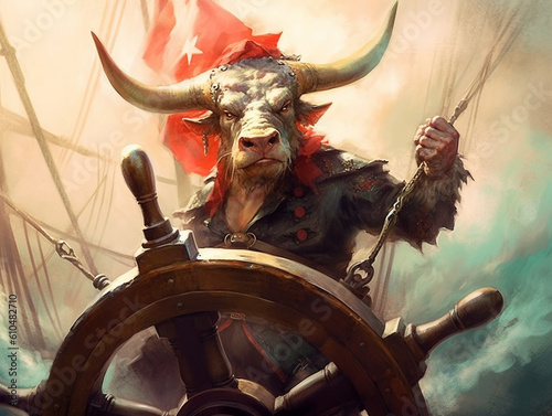 Pirate Bull Fantasy Character Illustration AI Generated