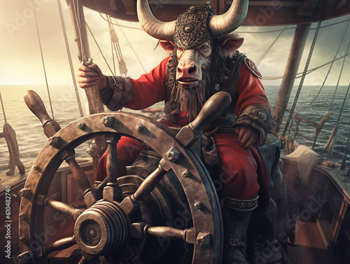 Pirate Bull Fantasy Character Illustration AI Generated
