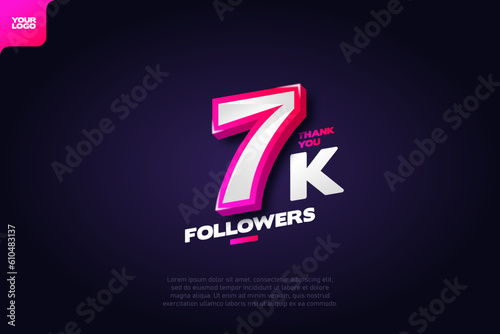 celebration of 7k followers with realistic 3d number on dark background