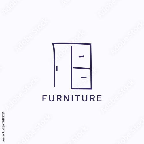 Abstract wardrobe logo from lines. Suitable for furniture and interior business.