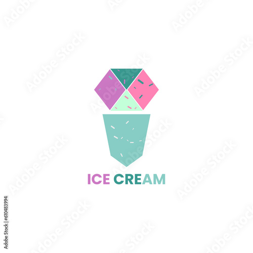 Geometry ice cream logo. Suitable for food and beverage business.