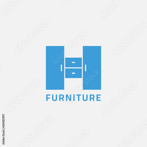 Cabinet logo in the shape of the letter H. Suitable for furniture and interior businesses.