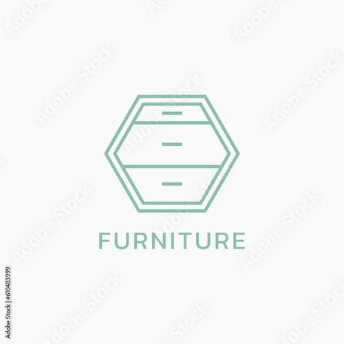 Hexagonal cupboard logo. Suitable for furniture and interior business.