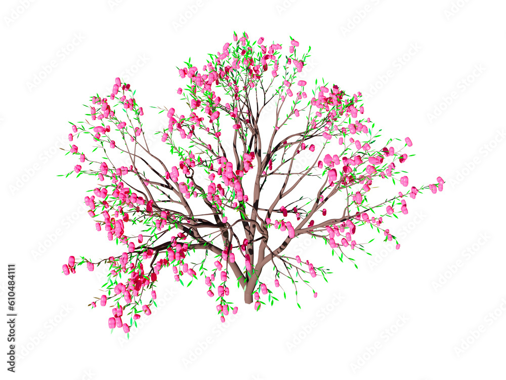A love tree 3D illustration of love and valentine day isolated on transparent background. PNG File.