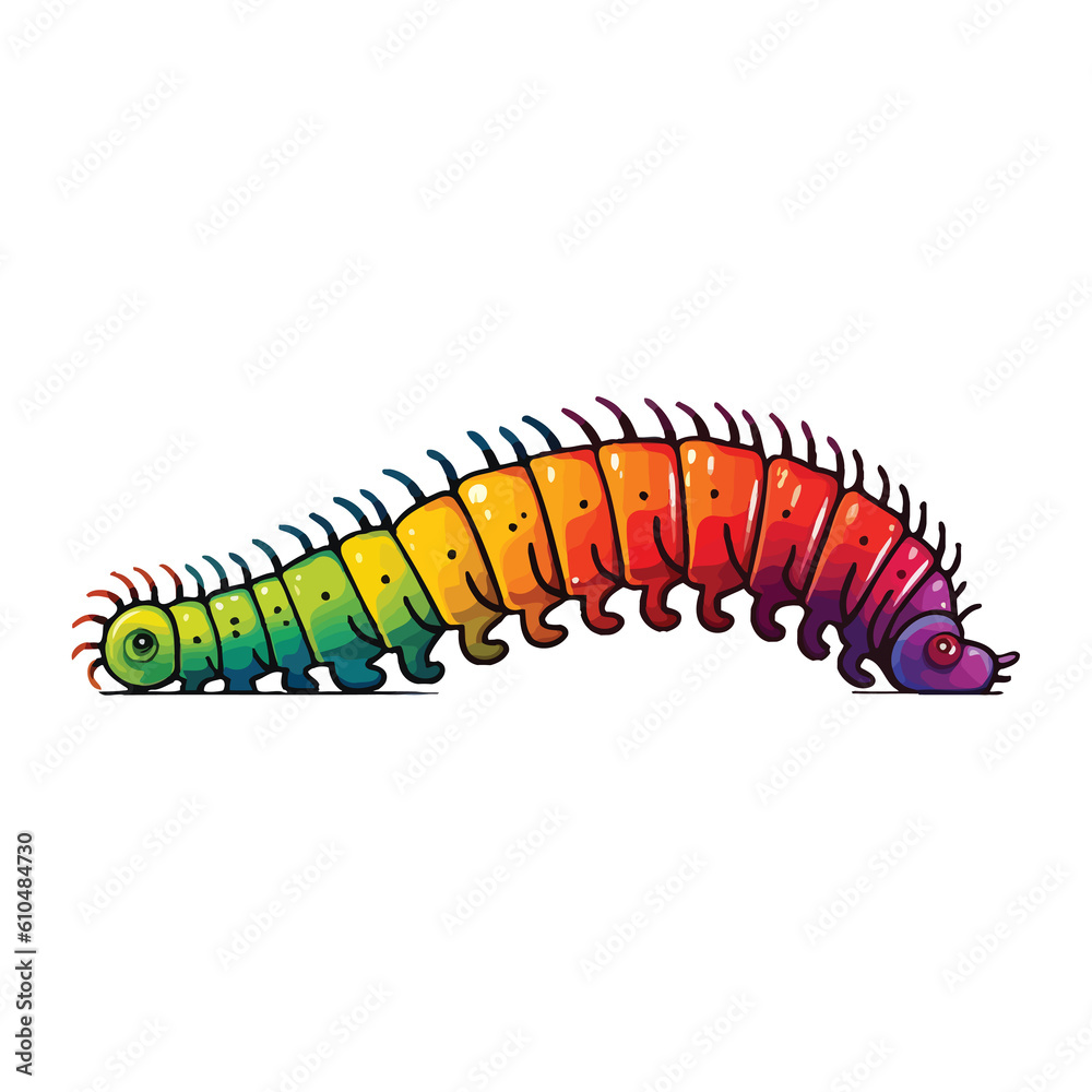 Fototapeta premium Curious Crawler: Adorable 2D Centipede Artwork