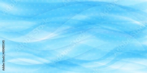 麻の葉模様 ブルーのグラデーション背景イラスト