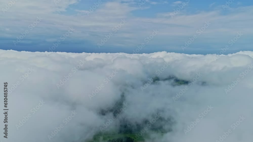 Panorama Of Bed Of Clouds Over Sky In Summertime. Aerial Shot Panorama Of Bed Of Clouds Over Sky In Summertime. Aerial Shot