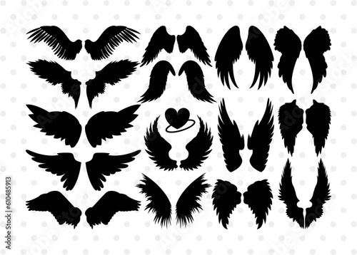 Angel Wings Silhouette, Angel Wings SVG, Angel Svg, Wings Svg, Halo Angel Svg, Angel Wings Bundle, SB00179
