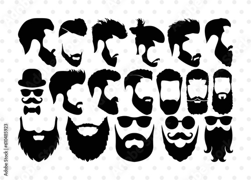 Beard Silhouette, Beard SVG, Long Beard Svg, Moustache Svg, Fashion Svg, Beard Bundle, SB00182