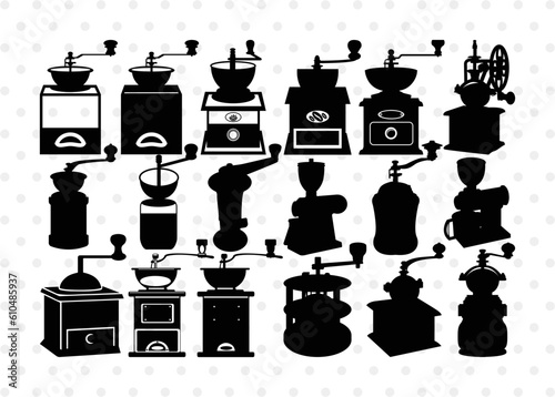Coffee Mill Silhouette, Coffee Mill SVG, Coffee Grinder Svg, Caffeine Svg, Coffee Svg, Coffee Mill Bundle, SB00168