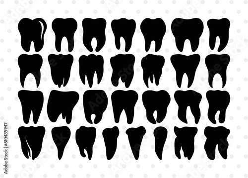 Tooth Silhouette, Tooth SVG, Dental Svg, Teeth Svg, Dentist Tooth Svg, Tooth Bundle, SB00161