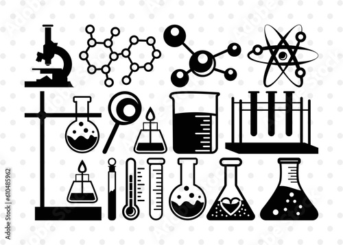 Science Silhouette, Science SVG, Laboratory Svg, Microscope Svg, Test Tube Svg, Science Bundle, SB00155