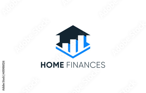 financial house negative space graphic logo design
