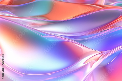 Liquid fluid gradient acid wind metal foil laser background, holographic background, warm color cloth laser background
