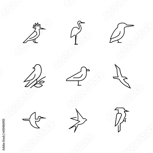 Set of birds icon for web app simple line design