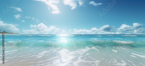 an image of a beach with sunlight and water background