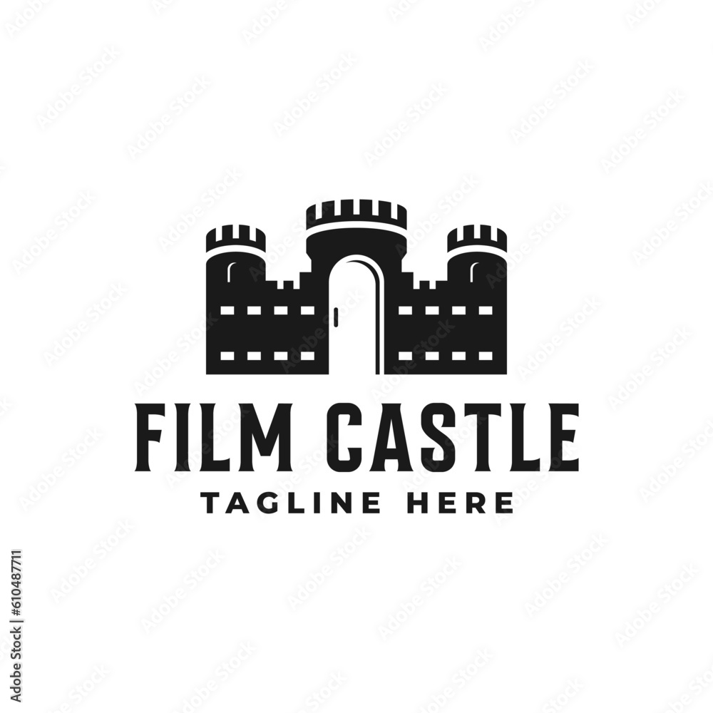 castle or royal building film frame logo
