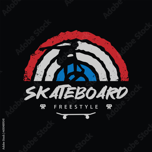 skateboard illustration, Sport typography, t-shirt graphics, print, poster, banner, flyer, postcard