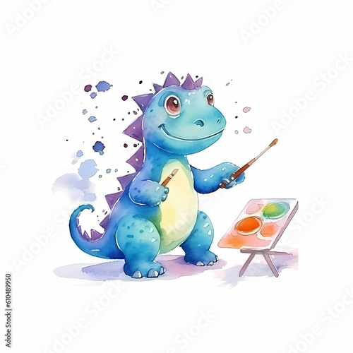 Drawing Dino Character Kids Style Cartoon