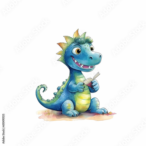 Drawing Dino Character Kids Style Cartoon