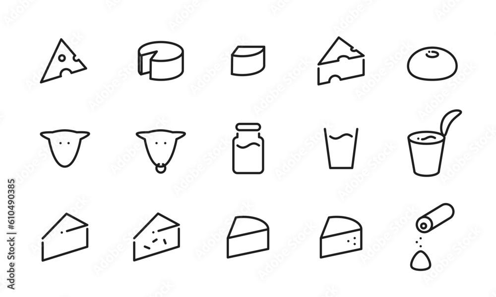 乳製品のアイコンセット/チーズ/牛乳/バター/ヨーグルト/イラスト/ベクター/マーク/要素 Stock ベクター | Adobe Stock