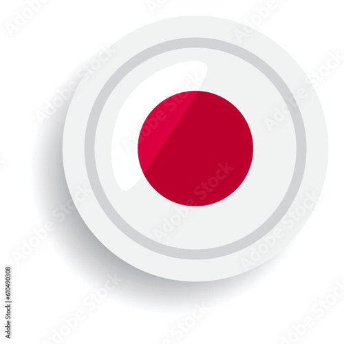 Round Shiny Japan Flag Icon Vector Illustration