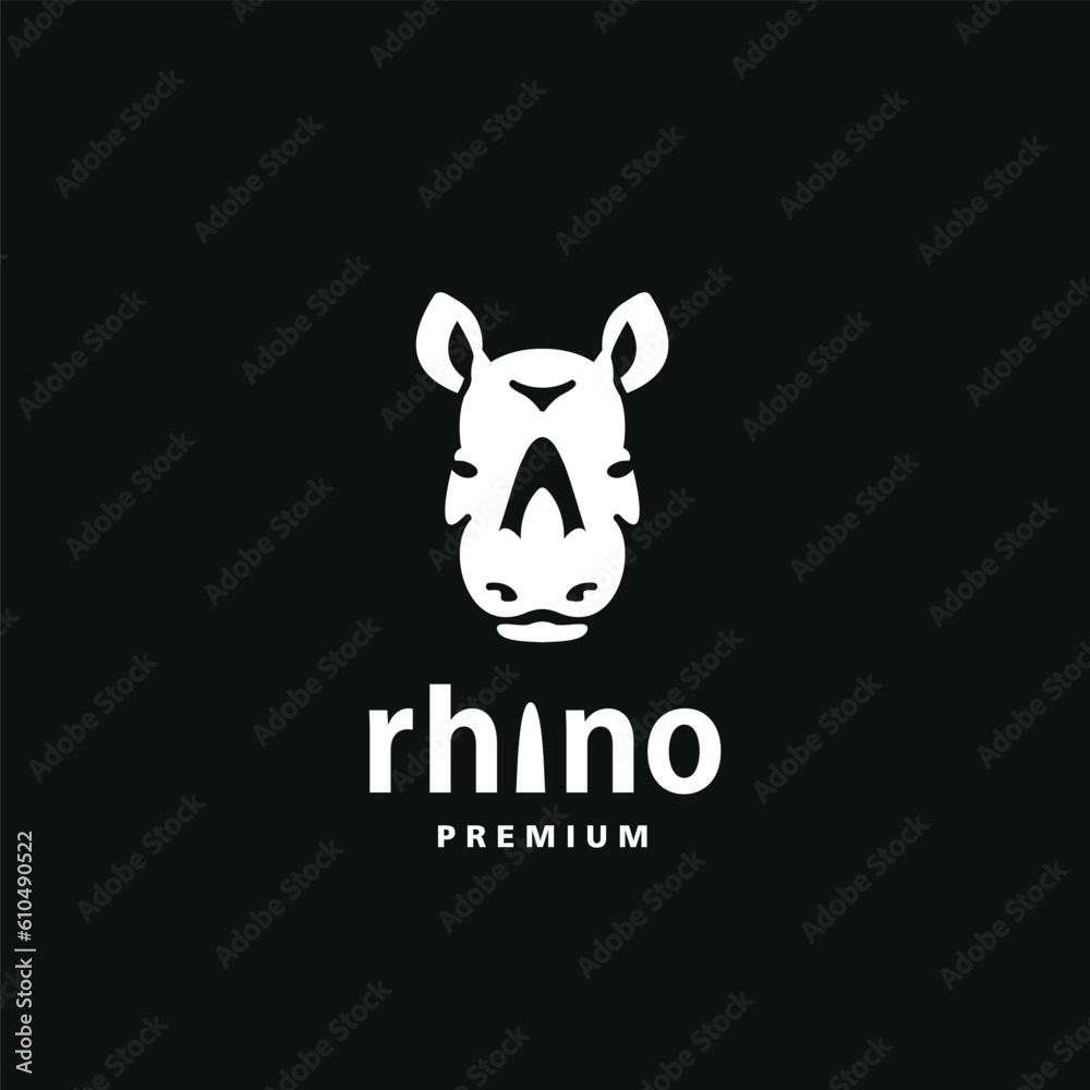 rhino head silhouette logo vector icon illustration