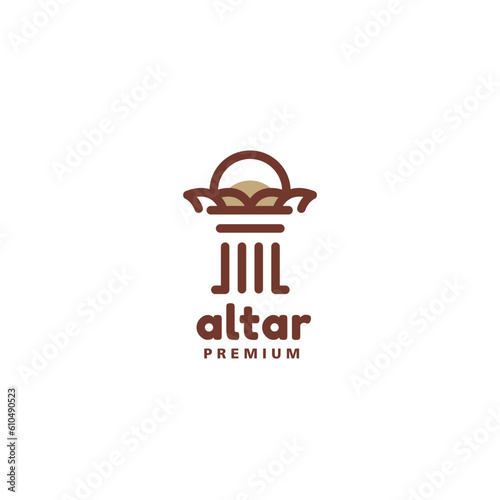 simple altar with pillars minimalist structure building design illustrator logo vector