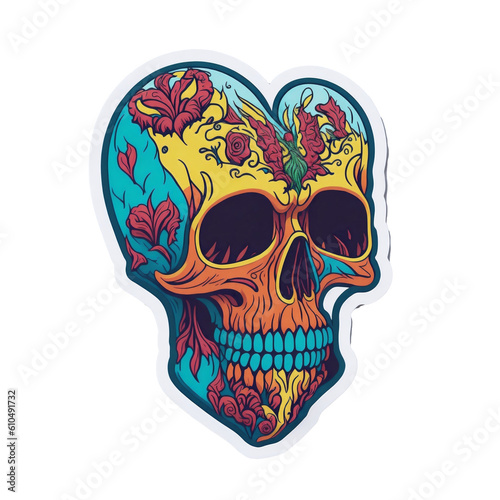 human skull with heart