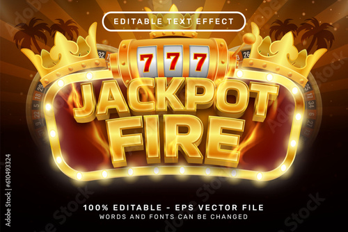 jackpot fire 3d text effect and editable text effect with slot machine illustration
