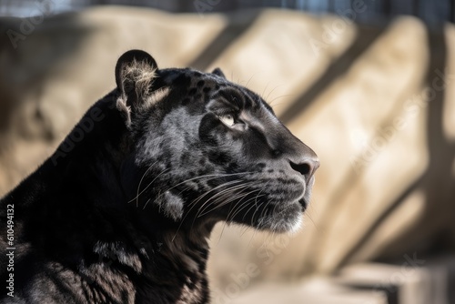 majestic black and white tiger, showcasing its stunning stripes and captivating gaze Generative AI