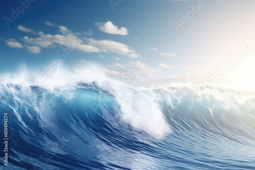 massive wave cresting in the open sea Generative AI