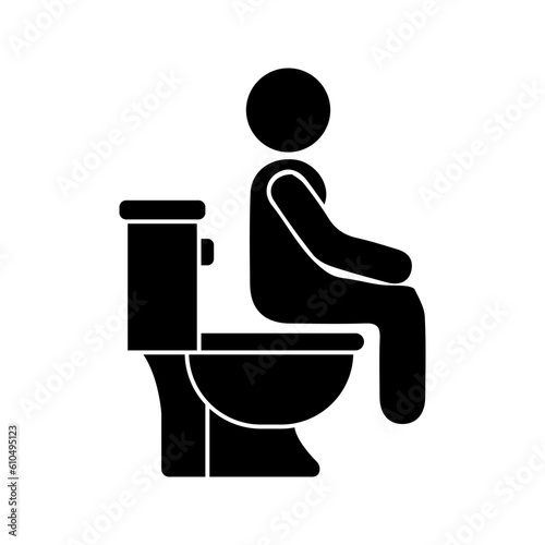 Man sitting on the toilet icon color editable