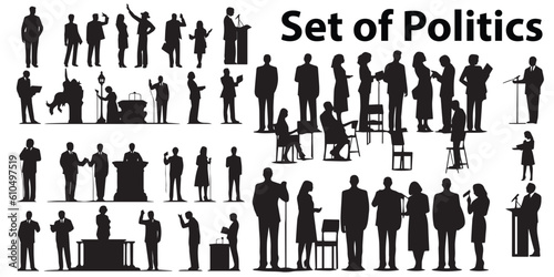 A set of silhouette politics people vector illustration