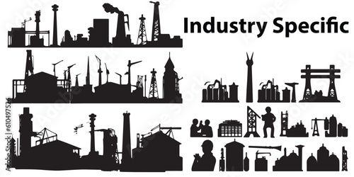 A set of silhouette industry specific vector illustration photo