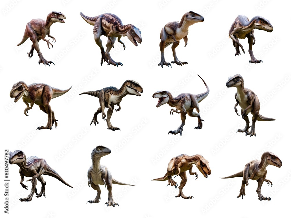 Raptor collection isolated on white background with AI generated.