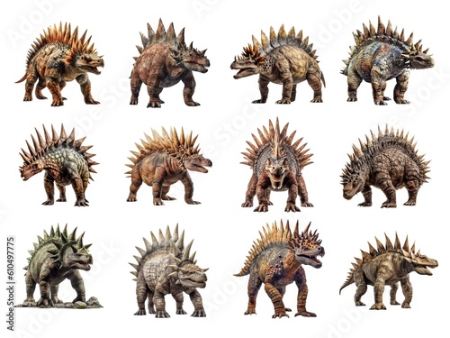 Stegosaurus collection isolated on white background with AI generated.  © Pisit