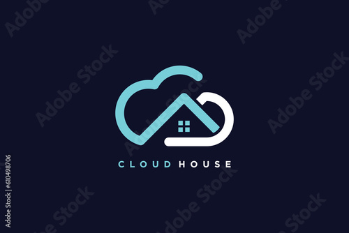 Cloud logo design with house concept