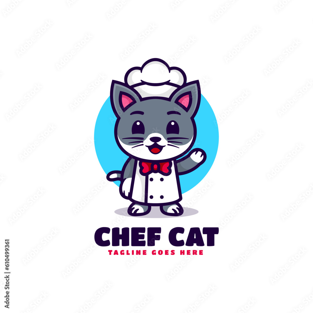 Vector Logo Illustration Chef Cat Mascot Cartoon Style. Vector Logo Illustration Chef Cat Mascot Cartoon Style.