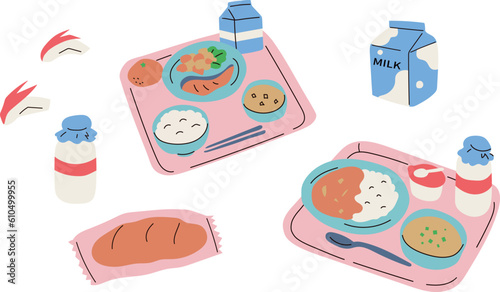 school lunch set vector illustration photo