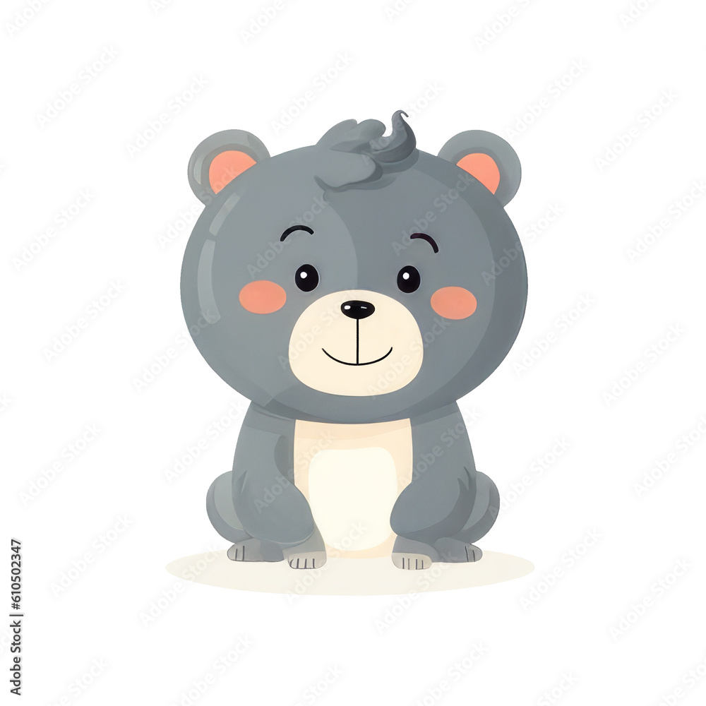 little fluffy buffy bear is sitting in a happy face with cute red blush ai image generative