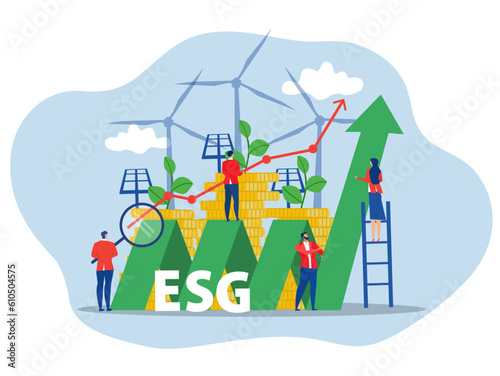 SG concept of environmental, social and governance people share  the planet Earth   with ecology problem ESG  renewable, green, safe green eco energy environmental vector