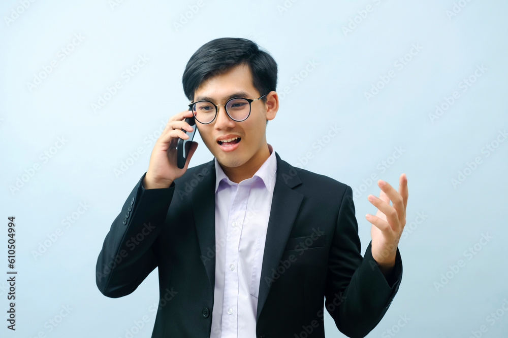 Portrait of businessman talking on phone. Portrait of businessman talking on phone.