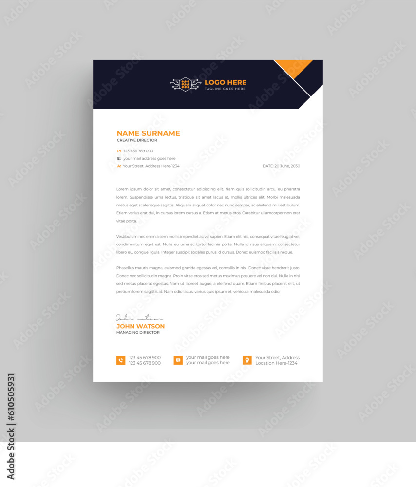 Modern Creative & Clean business style letterhead print with vector & illustration. crypto company service letterhead design.