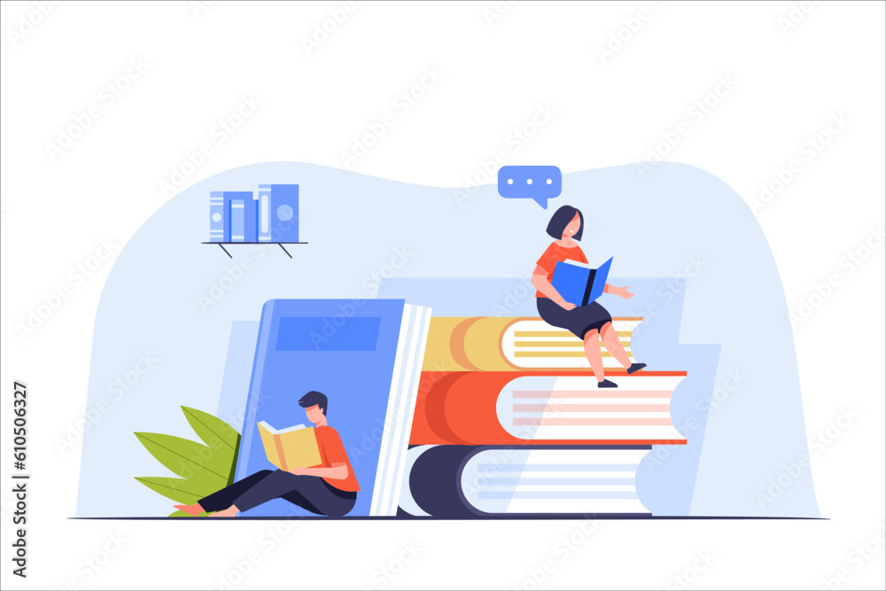 Obraz premium People reading or students studying and preparing for examination in Library.