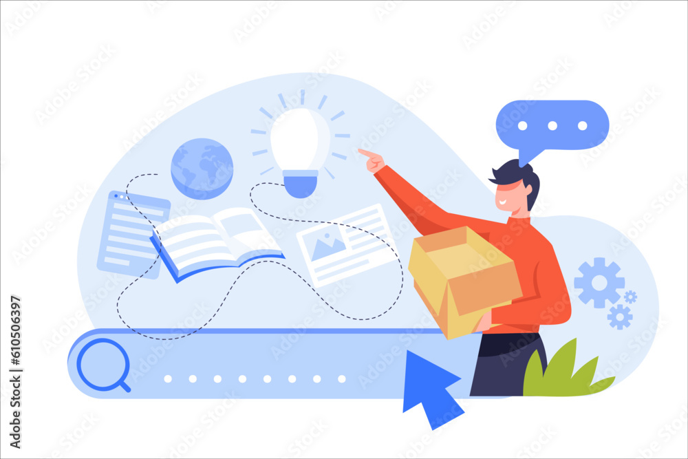 I can find answers from the website search engine. The Internet has all the answers. flat illustration vector design I can find answers from the website search engine. The Internet has all the answers. flat illustration vector design